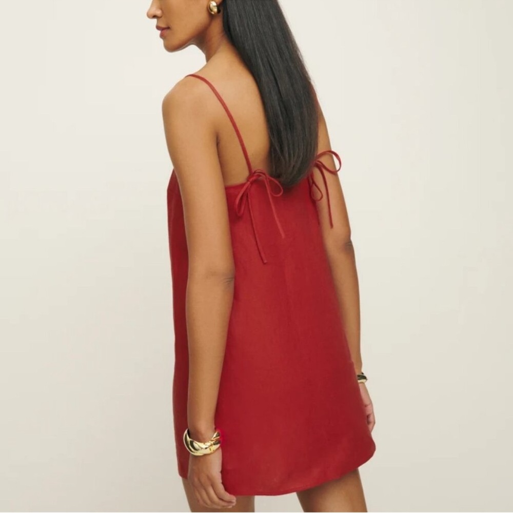 Reformation Aubree Sleeveless Linen Mini Dress Sundried Tomato  Large NWT